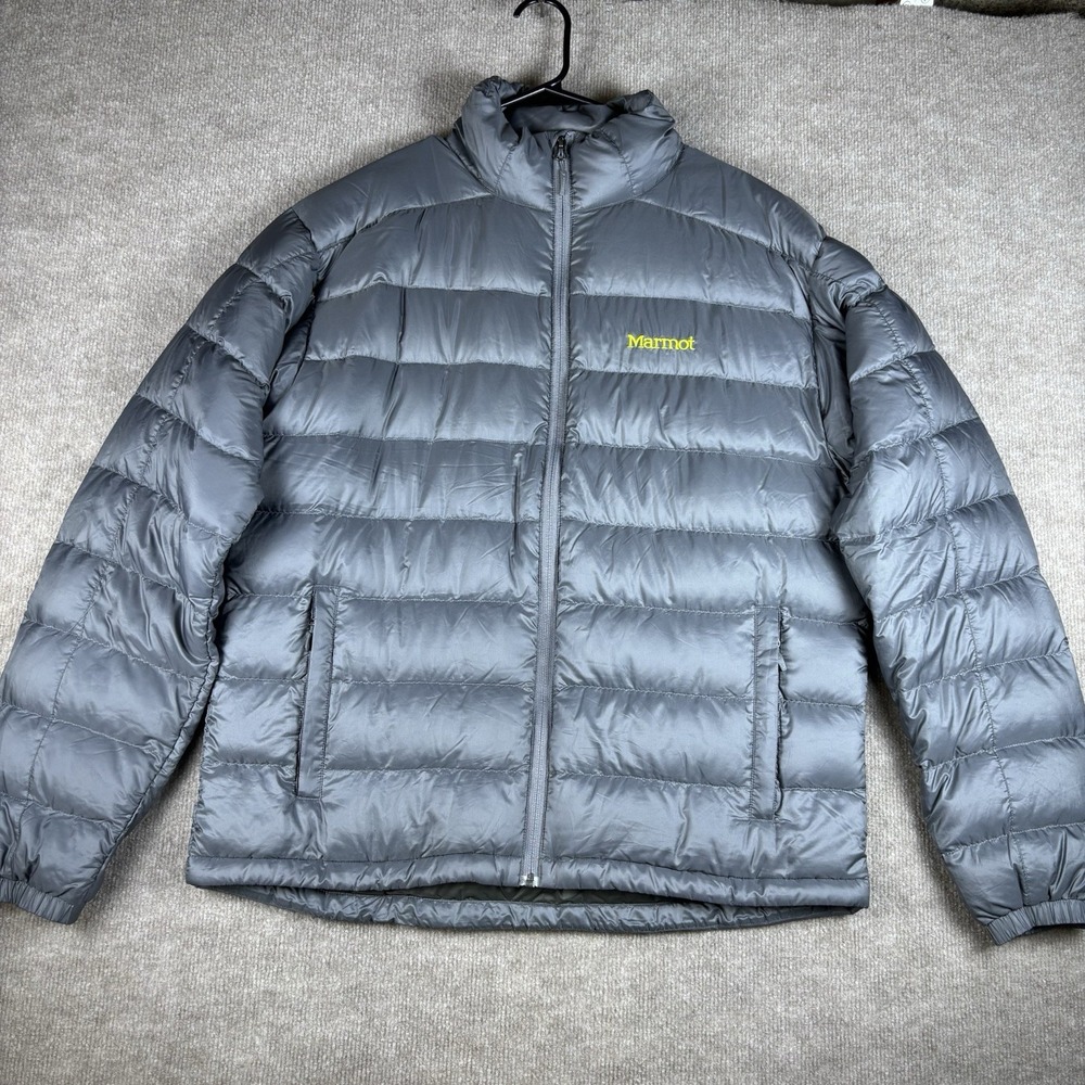 Marmot 800 Fill Down Puffer Jacket Mens Large Gray Full Zip Goose Down Coat - Picture 14 of 14